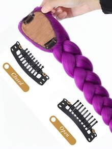 26/28/32 Inch Purple Long Braided Wig, Synthetic Fiber Box Braided Wig, Easy To Clip On, Ponytail, Suitable For Costume Role Play - Multicolor - View 7