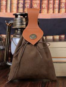 1个PU皮革腰包，中世纪复古文艺复兴维京LARP角色扮演服装配饰，抽绳零钱包手机包 - C - 查看 11