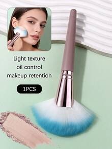 1pc Soft Fiber Fan-Shaped Makeup Brush, Contours To Facial Curves For Smooth And Even Application, Blush, Contour, And Highlight Makeup Tool - Dusty Purple - View 4