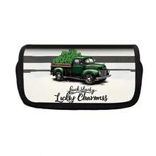 1pc St. Patrick's Day Pencil Case, Large Capacity With Dual Flip Cover And Dual Zipper Design. Made Of Polyester Fiber, Suitable For Middle School, High School And College Students, Also Can Be Used For Desktop Stationery Storage To Keep The Desk Tidy. - Multicolor - View 11
