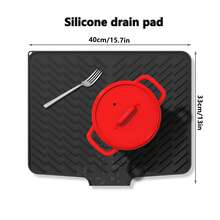 1pc Rectangular Silicone Mat, Heat Resistant Pad, Suitable For Kitchen Sink Drain Rack, Tabletop, Placemat And Storage - Multicolor - View 3