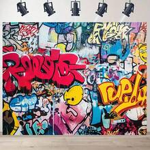 2D Flat Banner, 1pc Vibrant Graffiti Wallpaper Background, Colorful Street Art Scenes With Red, Blue And Yellow And Black Labels; Polyester Fiber Flags, Suitable For Festivals, Events And Photography; Urban Art Decoration; Durable Fabric Mural Ybl, Party Background, High-Quality Printing, Decorative Flags, Event Planners, Festival Organizers - 1PCS - View 3
