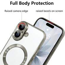 Hadaasi 1 chiếc ốp lưng điện thoại sạc không dây trong suốt mạ điện màu xám titan, có nam châm, tương thích với iPhone 17 Pro/17 Pro Max/17 Air/17/16 Pro/16 Pro Max/16 Plus/16/16E/SE4/15 Pro/15 Pro Max/15 Plus/15/14 Pro/14 Pro Max/14 Plus/14/13 Pro/13 Pro Max/13/12 Pro/12 Pro Max/12/11 Pro Max/11/11 Pro - màu xám Titan - Xem 5