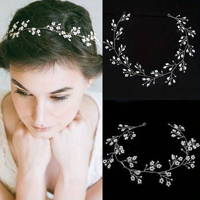 1 pieza Diadema elegante de plástico ABS con inspiración vegetal, accesorio para el cabello de novia y boda, apto para todas las estaciones