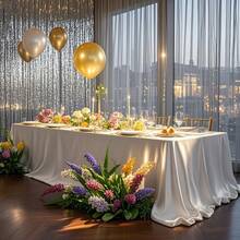 12 Stücke Satin Tischdecken, 145 cm x 259 cm Satin Tischdecken, rechteckige Tischdecken in leuchtenden Farben, glatte Stofftischdecken, geeignet für Hochzeitsbankett, Geburtstag, Outdoor-Party, Hochzeitsfeier Outdoor, Hochzeitszeremonie - Verschiedenfarbig - Übersicht 11