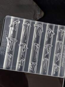 1个3D蝴蝶结硅胶美甲模具，美甲蝴蝶结雕塑模具，DIY丝带蝴蝶结美甲饰品，硅胶模具，可爱蝴蝶结美甲模板，可重复使用的美甲雕刻模具，树脂模具 - 彩色 - 查看 6