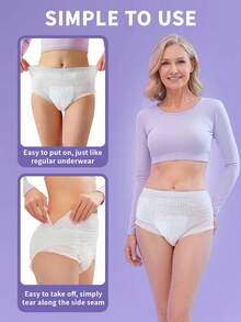 9/16 Pads, Menstrual Panties, Panty-Style Sanitary Napkins, Period Underwear, Disposable Underwear, Super Absorbent, Patented Design, Fresh And Comfortable, 3D Three-Dimensional Protection, Leak-Proof And Breathable, Highly Absorbent, Eliminates Odor, Ensures A Good Night's Sleep, Suitable For Business Trips, Menstruation, Postpartum, Post-Operative Care And Travel. - White - View 16