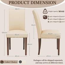 Kitchen Chairs, Set Of 2; Dining Room Chairs; Living Room Chairs; Upholstered Chairs With Solid Wood Legs; Padded Seat - Beige - View 6