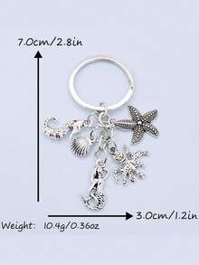 1件海洋风海马、海龟、海星、贝壳吊坠钥匙扣，海洋动物挂件友谊装饰礼物，男女通用包包配饰 - B - 查看 3