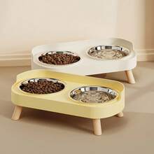 Elevated Double Bowl Feeder, Cat/Dog Bowls For Food And Water, Featuring A Water And Feeding Integration Design, Dog Food Water Bowls For Medium Small Dogs And Cats, Non-Slip Pet Dish Station, Easy To Clean, Christmas Gift For Dogs - 800ml - View 9