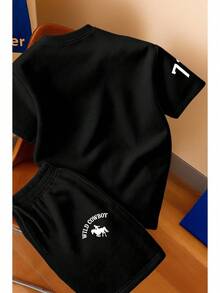 Men's T-Shirt And Shorts Set - New Summer Collection - Modern - Premium Cotton - 黑色 - 查看 2