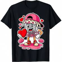 Cute Sweetheart Pink Disc Golf Player T-Shirt - Black - View 1