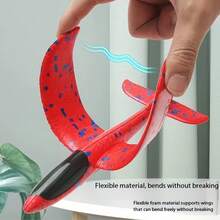 1个巨型泡沫滑翔机玩具 - 红蓝旋转投掷飞行游戏，沙滩、公园、后院户外飞行玩具，无需电池，复活节、圣诞节、万圣节生日礼物，星云设计，玩具 - 彩色 - 查看 2