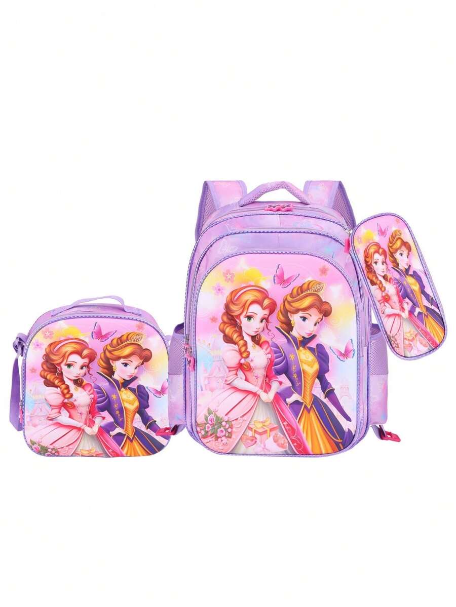 3 In 1 Kit Kids Backpack 3D PU School Bag Set Cute Cartoon Baby Girls - 16A-33-5 - View 1
