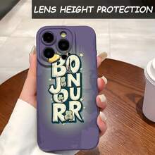 1PC Phone Case ,  Hello Pattern Print Design , Stylish Phone Case, Phone Decoration, All-around Lens Protection, Creative Small Gift, Funny Gift for Boys and Girls - Negro - Ver 4