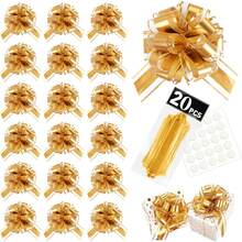 20 PIEZAS Lazos grandes de 6 pulgadas, Lazos dorados para envolver regalos, Lazos de cinta para decorar cajas o flores para fiestas, bodas, perfectos para decoración navideña o del Día de San Valentín - Multicolor - Ver 1