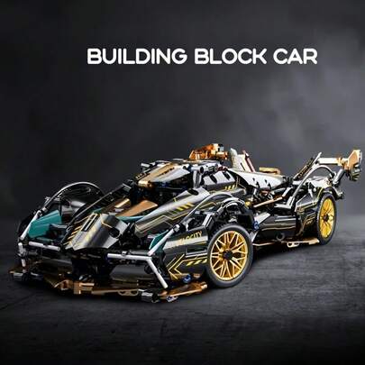 V12 Racing Building Blocks, Creative DIY Assembly Of Sports Car Building Block Toy Models, Desktop Decoration, Holiday Gifts, Toys, Building Block Sets, Building Blocks