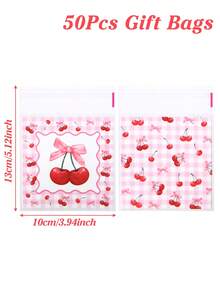 100pcs Cherry Bow Gift Bags, Self-Seal Bags, Girls Birthday Party Favor Bags, Baby Shower Candy Bags, Gender Reveal Party Cookies Bags, Wedding Candy Bags, Bridal Shower Favors, Pink Party Gift Packaging Bags, Baking Packaging Bags, Party Table Decor, Pink Bow Decor, Cherry Decor, Birthday Gifts, Party Favors - Cherry Bow - View 14
