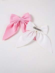 6pcs/Set Girls Solid Color Soft Velvet Big Bow Hair Clips Accessories, Headwear Barrettes For School And Daily Use - Multicolor - View 5