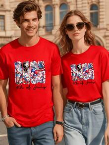 Símbolos patrióticos con águila poderosa fuegos artificiales bandera de Estados Unidos y flores vibrantes que expresan unión amor libertad y celebración del 4 de julio camiseta de hombre pareja 100% algodón 220g - Rojo - Ver 8