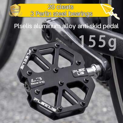 plselis 1 par svarta cykelpedaler, 20 halkfria dubbar för racercykel och mountainbike, unisex, aluminiumlegering