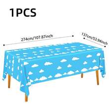 1/3 包卡通故事桌布，奶牛图案印花桌布，蓝天白云图案，奶牛主题生日派对装饰，适合激发灵感的故事主题派对装饰用品，尺寸 54 x 108 英寸 - 彩色 - 查看 14