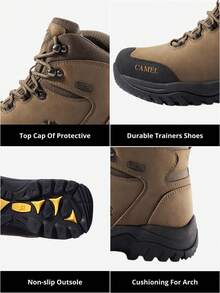 CAMEL CROWN 男士徒步鞋，耐用、防水、减震、防滑、缓震、厚底、增高，适合冬季露营和徒步旅行 - 深卡其 - 查看 4
