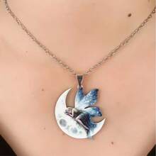 1 Peça Elegante Colar Pingente de Princesa Fada da Lua 2D Plana, Pingente Encanto de Princesa Fada da Lua Acrílica, Colar de Jóias Foto de Fada Duende, Melhor Amor dos Pais, Presente Ideal para Neta/Filha, Presente de Halloween, Presente de Aniversário - Multicolorido - Visão 3