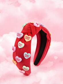 1pc Sweet & Elegant Solid Color Fabric Letter Heart Headband, Wide Knotted Headpiece For Women, Suitable For Party, Valentine's Day, Casual Wear, Gift For Girlfriend ,Hair Hoop Hairband For Women ,Diadema - Nhiều màu - Xem 6