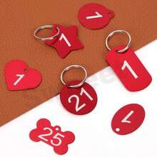 50Pcs 125 Number Red Rectangle Aluminum Number Tags With Key Rings Assortment Kit, Metal Keychain Tag With Keyring... - Rectangular - View 4
