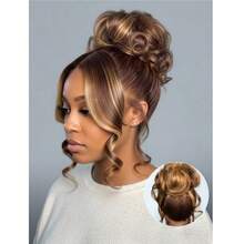 ZHENDEFA 360° Ombre Honey Blonde Lace Front Wig, Human Hair, Ombre Highlights, Wavy Curly Lace Front Wig, Pre-Plucked, Invisible Straps, 360° HD Transparent Lace Wig, 200% Density, Glueless Wig For Women