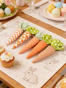 5pcs Fabric Carrot Fillings, Rustic Style Farm Decor, Multi-Tier Tray Decor, Easter Home Wedding Decoration, Colorful Fabric Artificial Carrot Crafts, Multi-Tier Tray Decor, Easter Home Wedding Party DIY Farm Decor, Carrot Hanging Decorations - Multicolor - View 5