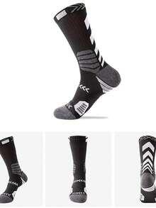 1/5 双装加大码篮球袜，专业运动袜，男士毛圈缓冲袜，训练精英袜，男士跑步足球袜 - 彩色 - 查看 12