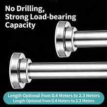 重型 304 不锈钢可调节窗帘杆，无需钻孔，承重 317.465 磅，适用于窗帘、衣柜、浴室（长度 7.87 英尺） - 銀色 - 查看 2