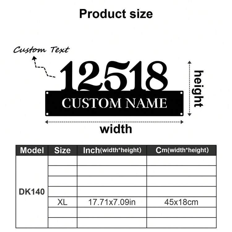 1 pieza Letrero personalizado, Señal de dirección personalizada para exteriores, Arte de pared de metal personalizado, Número de casa, Placa de señal de dirección, Regalo para la familia, Regalo de inauguración de casa - Multicolor - Añade 35