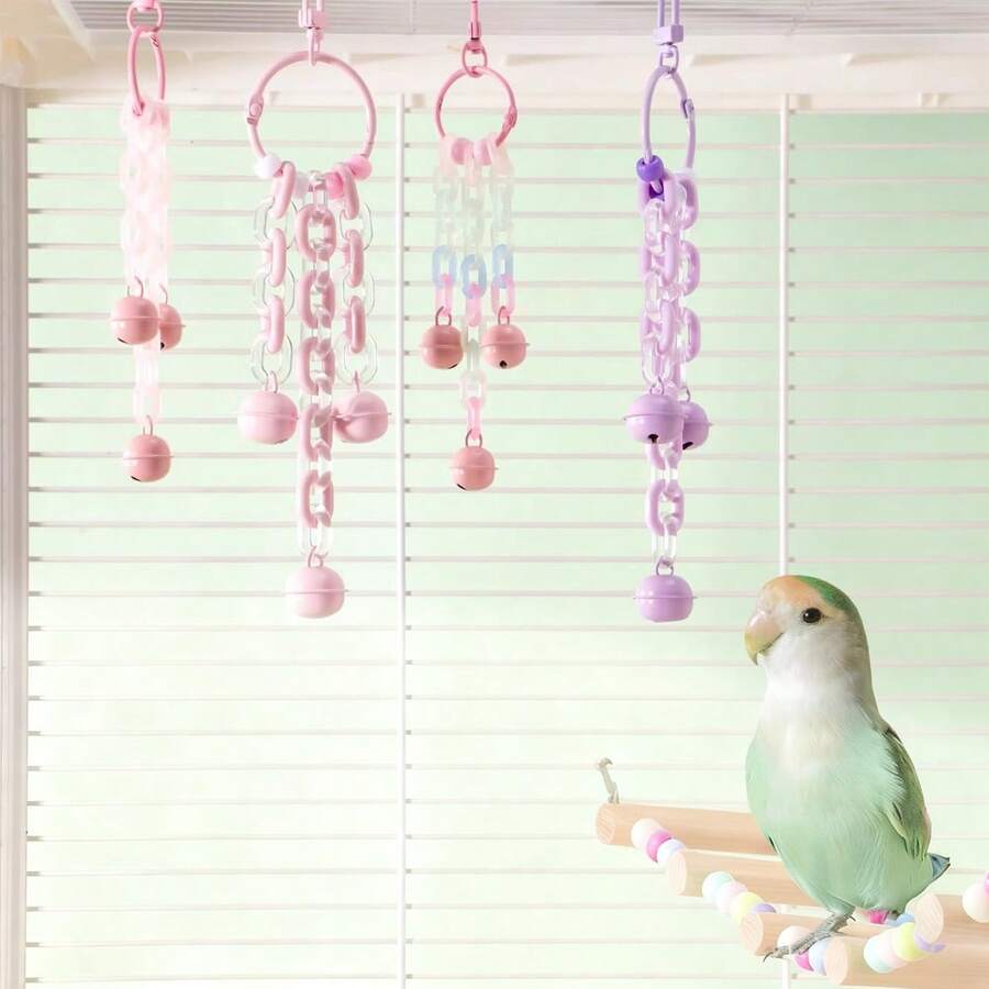 1 chiếc chuông dây màu Macaron cho vẹt, dùng để giải trí và gặm nhấm cho chim, trang trí lồng chim, đồ chơi treo chuông gió, đồ chơi gặm nhấm cho chim, thích hợp cho vẹt mào, vẹt tình yêu, vẹt đuôi dài và vẹt mào, dùng được quanh năm. - Nhiều màu - Xem 1