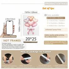 1pc Canvas Wall Art - Heart-Shaped Balloon Gouache Painting - Soft Valentine's Day Printable Pastel Painting, Baby Goods_ Framed Nursery Wall Art Perfect For Playroom Decor Nursery Decor, Playroom Decor, Preschool Decor, Boy's Room Decor Girl's Bedroom Decor Valentine's Day