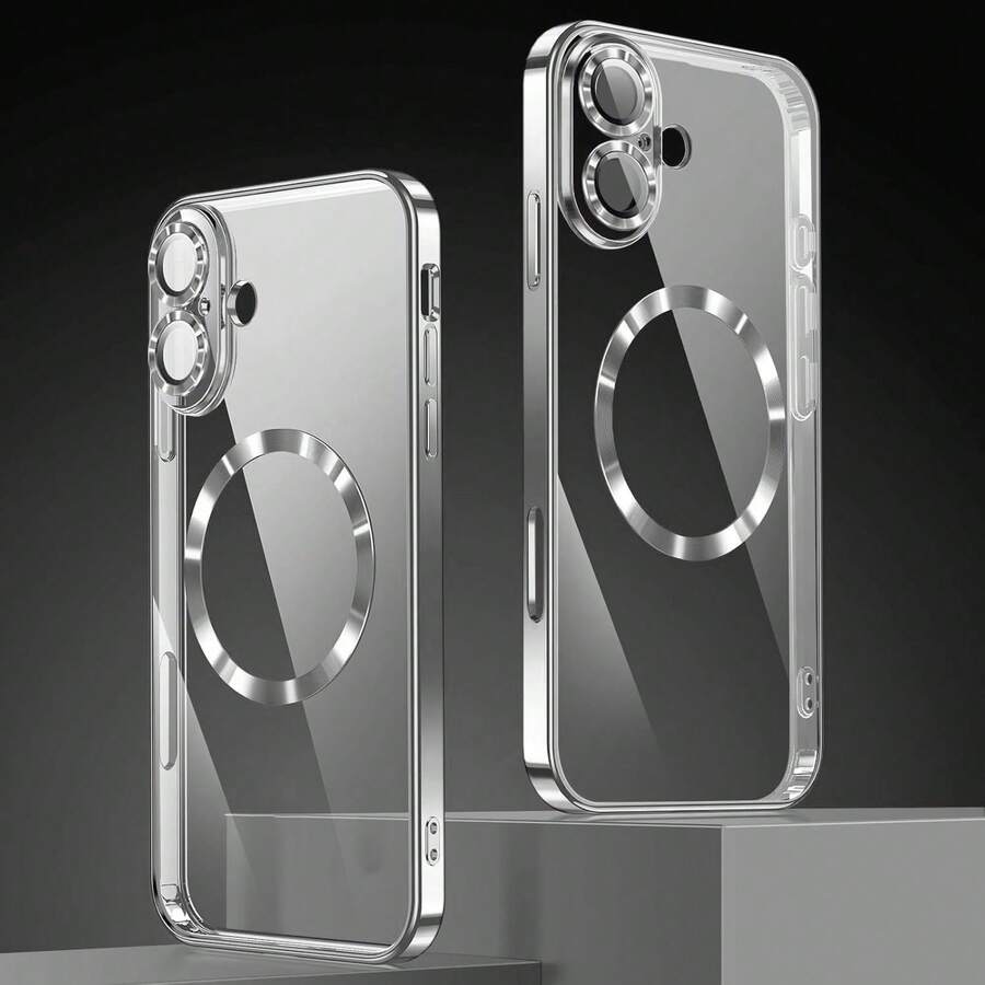 Hadaasi 1 chiếc ốp lưng điện thoại sạc không dây trong suốt mạ điện màu xám titan, có nam châm, tương thích với iPhone 17 Pro/17 Pro Max/17 Air/17/16 Pro/16 Pro Max/16 Plus/16/16E/SE4/15 Pro/15 Pro Max/15 Plus/15/14 Pro/14 Pro Max/14 Plus/14/13 Pro/13 Pro Max/13/12 Pro/12 Pro Max/12/11 Pro Max/11/11 Pro