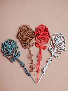 1pc 3D Printed "I Love You" Rose Sculpture Decor, 12cm Elegant Romantic Home Decoration, Suitable For Valentine's Day, Parties And Gifts. Perfect Accent For Dining Table, Living Room, Bedroom, Cafe And Party Ambiance, Romantic Decor, Valentine's Day Gift, Home Decor - Multicolor - View 3