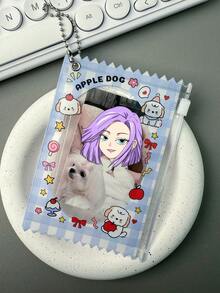 1件可爱宠物苹果、小狗、小猫蛋糕、粉色透明日本杂志、薄荷熊、偶像迷你卡片、拉链袋、收纳袋、悬挂式展示卡套、娃娃包，唯美可爱风格 - 彩色 - 查看 7