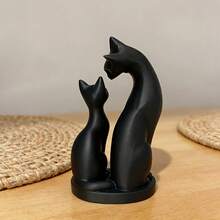 1件母子猫雕像，可爱猫咪情侣雕塑，家居装饰，适合摆放在办公桌、书架、室内/室外，情人节礼物 - 彩色 - 查看 6