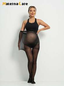 半双装孕妇波点提花丝袜，大码，托腹，时尚性感，适合商务、休闲、居家穿着，孕早期、孕中期、孕晚期均可穿着 - 黑色 - 查看 4