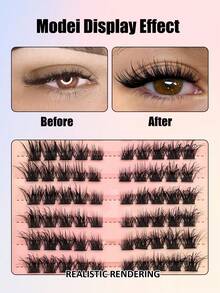 Rikuaild 80pcs/Pack Single Strand Moisturizing Eyelashes, D Curl Fluffy Faux Mink Lashes, Eyelash Extension, Moisturizing Effect, Cartoon Lashes, Natural Makeup Look, DIY Cosplay & Daily Charm Lash Clusters, Lash Clusters, Single Lashes, False Eyelashes