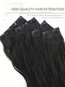 22 Inch 4pcs Black & Brown Clip-In Curly Hair Extensions, Suitable For Women & Girls Daily Use And Party - Multicolor - View 6