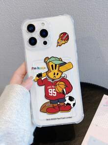 官方授权 Paul Frank 透明手机壳，全包式保护壳，带摄像头保护，饰有猴子和熊踢足球图案，全新设计，兼容 13/14/15/16/17 Pro Max - 彩色 - 查看 3