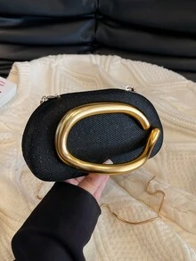 1件时尚百搭高端小众手提包，适合外出、街头漫步和晚宴 - 黑色 - 查看 6