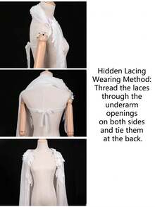 Bridal Shawl Embroidered Lace Wing Cape - Ideal Costume Prop For Women's Fairy Queen Role Play Party And Cosplay, Stand Collar Cloak - Multicolor - View 8