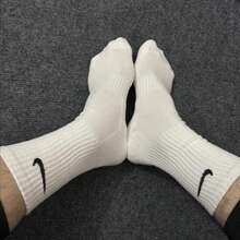 Nike 3双耐克高帮运动袜，男女通用，加厚毛巾底，透气，四季皆宜，白色SX7664-100，黑色SX7664-010 - 白色長襪SX7664-100 - 查看 8