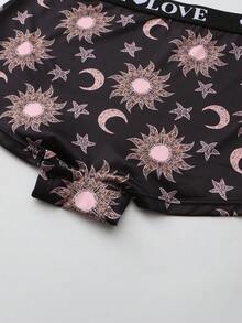 Dircho 5pcs Random Women Gothic Skull Print Contrast Binding Boyshorts, Comfy & Sofy Elastice Waist Intimates Panties, Women's Lingeries & Underwear - Multicolor - View 10