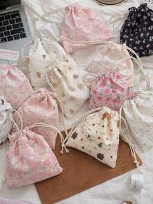 1 套 - 1 个可爱图案抽绳收纳袋 + 1 个柔软布料洗衣/化妆品/首饰/纸巾/卫生巾/零钱包旅行收纳袋 - 彩色 - 查看 7